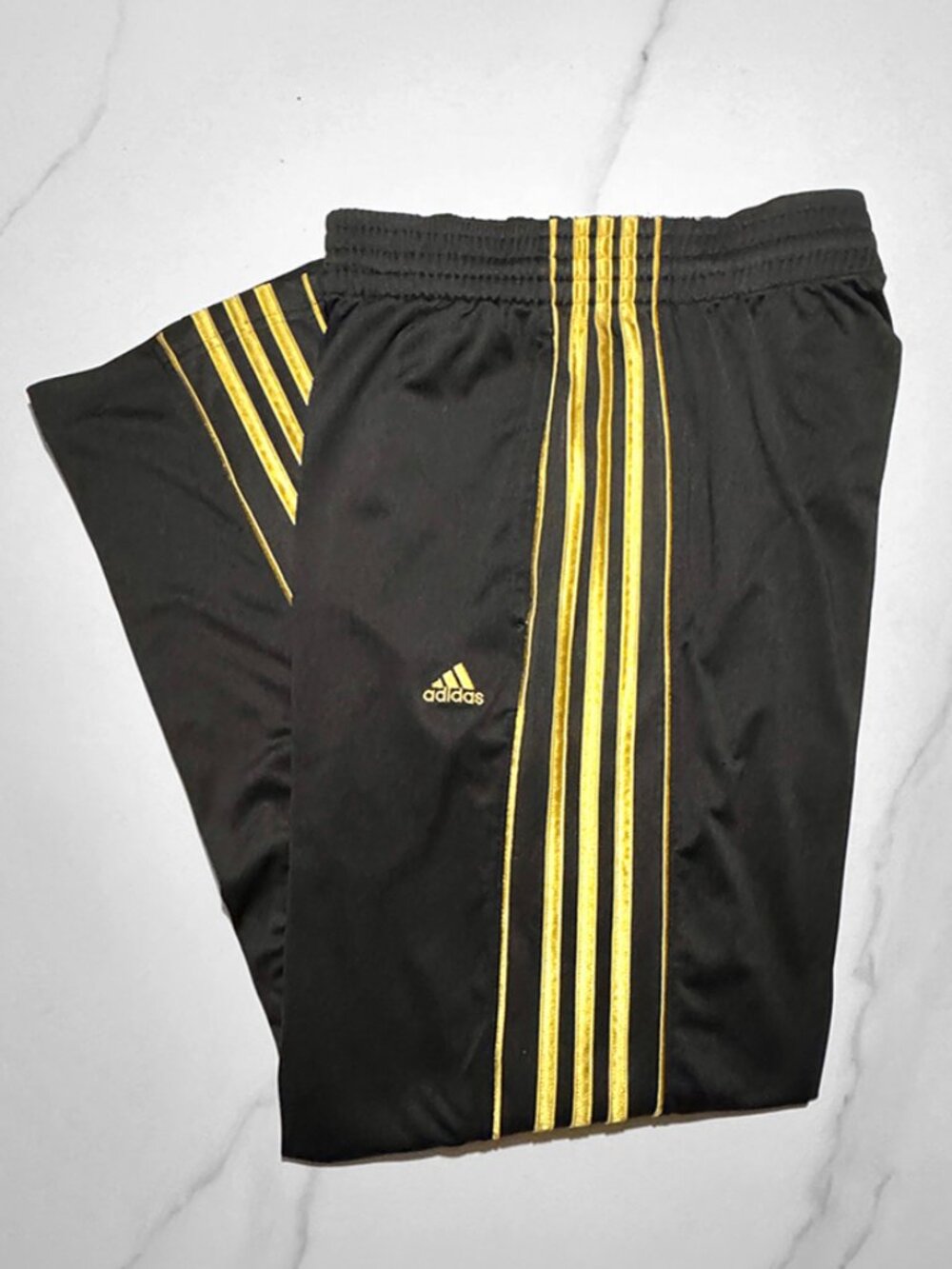 Adidas Sweat Pants Black Gold Mens Wide leg 30-34W x 30L Loose Fit